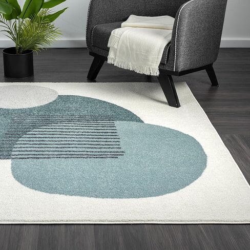 Abani Deco Collection Area Bruc -cream/Green Minimalist Design -5'3 "x 7'6" (5'x8 ') - سهل التنظيف - متين للأطفال والحيوانات الأليفة - غير متوسطة - كومة متوسطة - غرفة المعيشة وغرفة النوم والمكتب in Kuwait