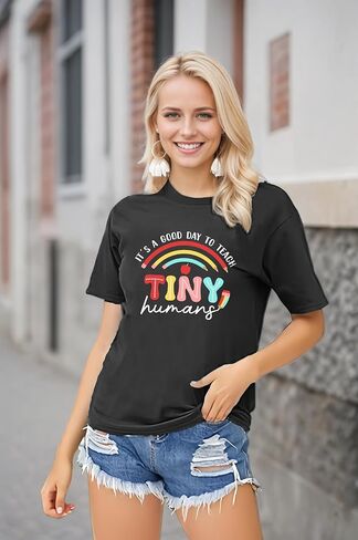 Teacher Shirts for Women Funny Graphic Tees Tops Casual Letter Print Teacher Gift Tshirt in Saudi Arabia