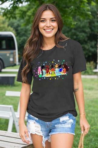 Magical Shirt for Women Princess Shirt Dress Graphic Tee Funny Family Vacation Tshirt Holiday Tops in Kuwait