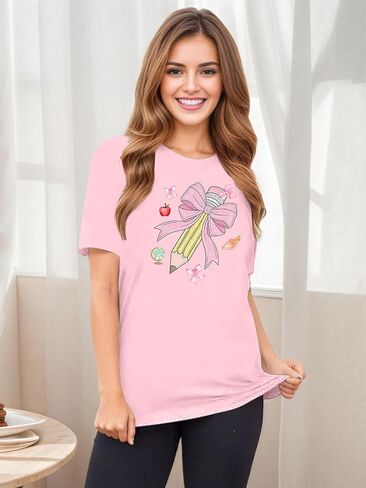 Teacher Shirts for Women Funny Graphic Tees Tops Casual Letter Print Teacher Gift Tshirt in Saudi Arabia