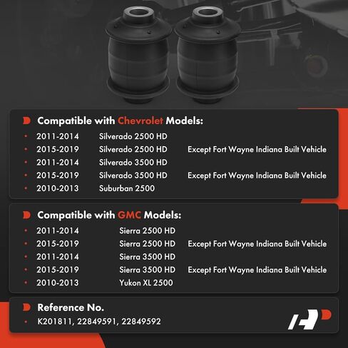A-Premium 2 × طقم جلبة الذراع السفلى للرقابة الأمامية ، متوافقة مع شيفروليه سيلفرادو 2500 3500 HD 2011-2019 ، الضواحي 2500 2010-2013 و GMC Sierra 2500 3500 HD 2011-2019 ، Yukon XL 2500 in Saudi Arabia