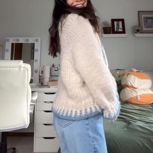 Women Y2K Graphic Sweater Top Long Sleeve Knit Print Pullover Oversized Loose Aesthetic Fall Sweatshirt in Saudi Arabia