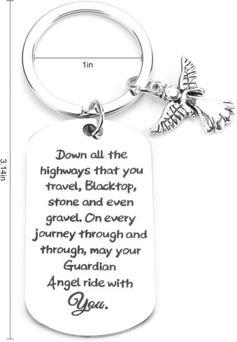 Angel Keychain，Keychain，Guardian Angel Keychain for New Driver Gifts, Stainless Steel Keyring for Teen Boys Girls, Anniversary Birthday Christmas Valentines Day Gifts for Motorcycle Truck Drivers in Saudi Arabia