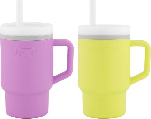 Infantino My 1st Tumbler-Tumblers مصغرة رائعتين مع قش مقاومة للتسرب والمقبض الصديق للطفل ، يشجع الترطيب ، سهل التنظيف ، 9 FL. أوز ، 2 عبوة ، أرجواني ومحيط in Saudi Arabia