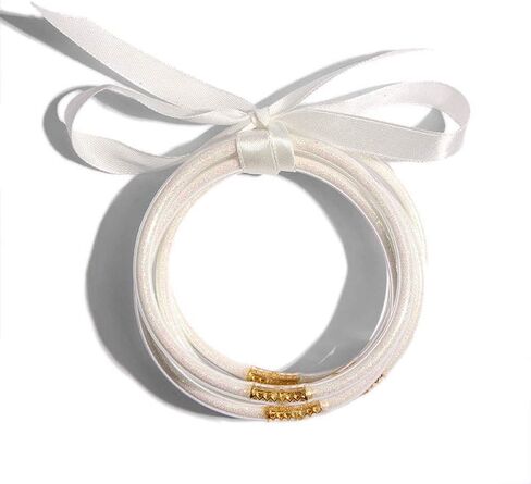 مجموعة سوار Bangle 5pcs ، مجموعة أزياء بريق جيلي بانجل مع شريط التعادل ديكو in Kuwait