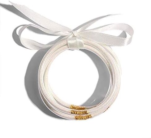 مجموعة سوار Bangle 5pcs ، مجموعة أزياء بريق جيلي بانجل مع شريط التعادل ديكو in Kuwait