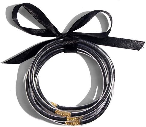 مجموعة سوار Bangle 5pcs ، مجموعة أزياء بريق جيلي بانجل مع شريط التعادل ديكو in Kuwait