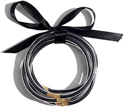 مجموعة سوار Bangle 5pcs ، مجموعة أزياء بريق جيلي بانجل مع شريط التعادل ديكو in Kuwait