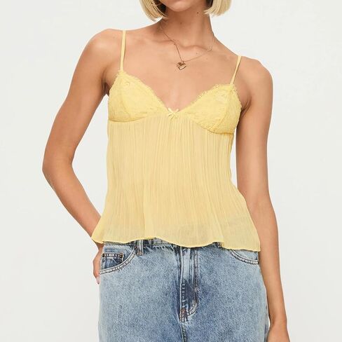 Women Y2k Floral Cami Tank Top Spaghetti Strap Camisole Deep V Neck Fairy Grunge Backless Crop Top Sleepwear in Saudi Arabia