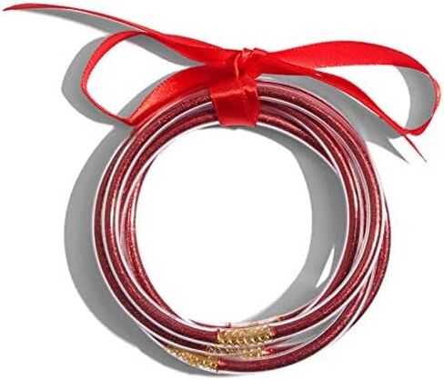 مجموعة سوار Bangle 5pcs ، مجموعة أزياء بريق جيلي بانجل مع شريط التعادل ديكو in Kuwait