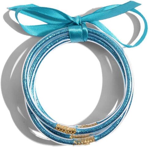 مجموعة سوار Bangle 5pcs ، مجموعة أزياء بريق جيلي بانجل مع شريط التعادل ديكو in Kuwait
