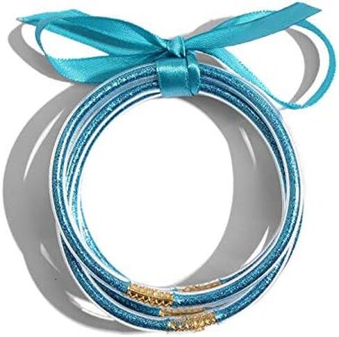 مجموعة سوار Bangle 5pcs ، مجموعة أزياء بريق جيلي بانجل مع شريط التعادل ديكو in Kuwait