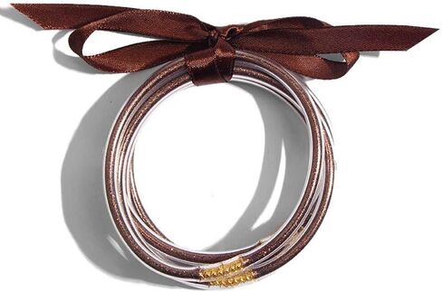 مجموعة سوار Bangle 5pcs ، مجموعة أزياء بريق جيلي بانجل مع شريط التعادل ديكو in Kuwait