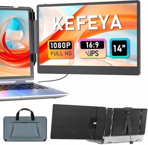 Laptop Screen Extender, 14" FHD 1080P IPS Laptop Monitor Extender Dual Screen, Portable Monitor for Laptops 13-17" with USB-C/HDMI Port, Plug n Play for Windows/Mac/Android/Switch/PS5 in Saudi Arabia