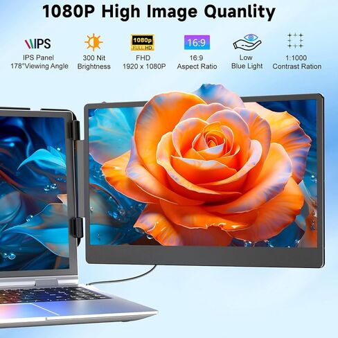Laptop Screen Extender, 14" FHD 1080P IPS Laptop Monitor Extender Dual Screen, Portable Monitor for Laptops 13-17" with USB-C/HDMI Port, Plug n Play for Windows/Mac/Android/Switch/PS5 in Saudi Arabia