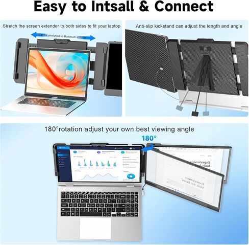 Laptop Screen Extender, 14" FHD 1080P IPS Laptop Monitor Extender Dual Screen, Portable Monitor for Laptops 13-17" with USB-C/HDMI Port, Plug n Play for Windows/Mac/Android/Switch/PS5 in Saudi Arabia