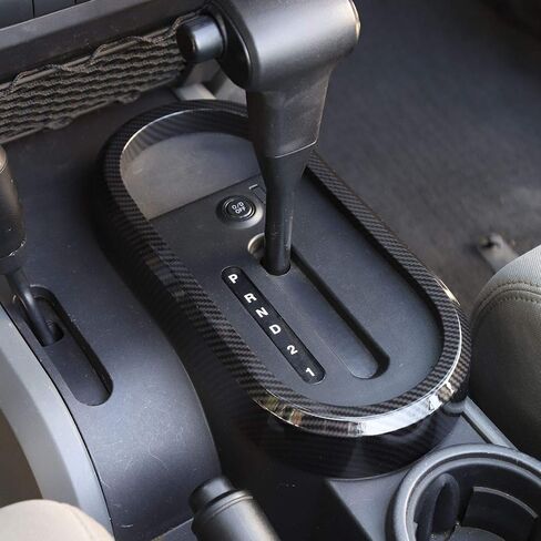 Car Gear Shift Panel Frame Cover Trim Interior Accessories for Jeep Wrangler JK JKU Rubicon Sahara Sport 2/4 Door 2007-2010 (Carbon Fiber Grain) in Saudi Arabia