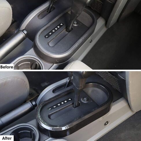 Car Gear Shift Panel Frame Cover Trim Interior Accessories for Jeep Wrangler JK JKU Rubicon Sahara Sport 2/4 Door 2007-2010 (Carbon Fiber Grain) in Saudi Arabia