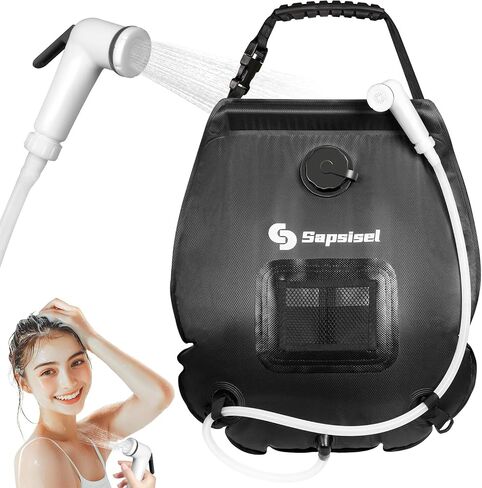 Camping Shower Bag, 5 Gal/20L Solar Heating Camping Shower with Upgraded Hose and Shower Head,Portable Shower for Camping,Solar Shower in Saudi Arabia