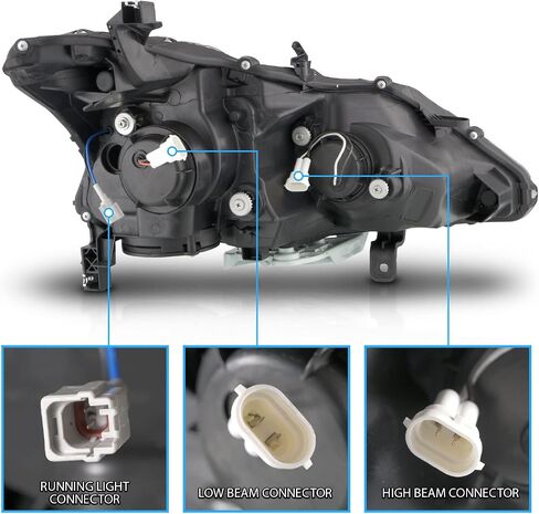 AmeriLite for 2013-2015 Nissan Altima 4 Door Sedan LED Tube Black Square Projector Headlights Set - Passenger and Driver Side in Saudi Arabia