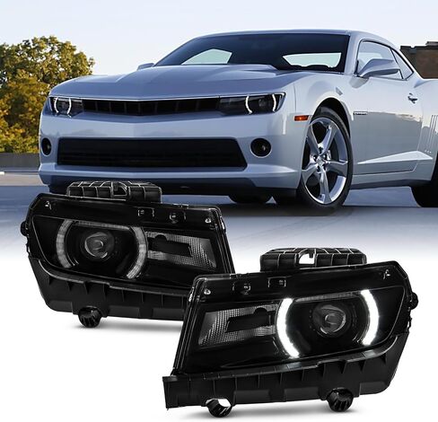AKKON - FIT 2014 2015 CHEVY CAMARO 14-15 Halogen Type w/LED DRL Projector المصباح الأمامي السائق السائق الأسود OE in Saudi Arabia