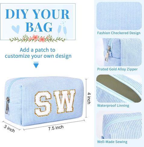 8PCS Bridesmaid Proposal Gifts Corduroy Makeup Bag Bulk for Wedding Party Favors Bachelorette Party Decorations Toiletry Organizer Bag Cosmetic Case Gift in Kuwait