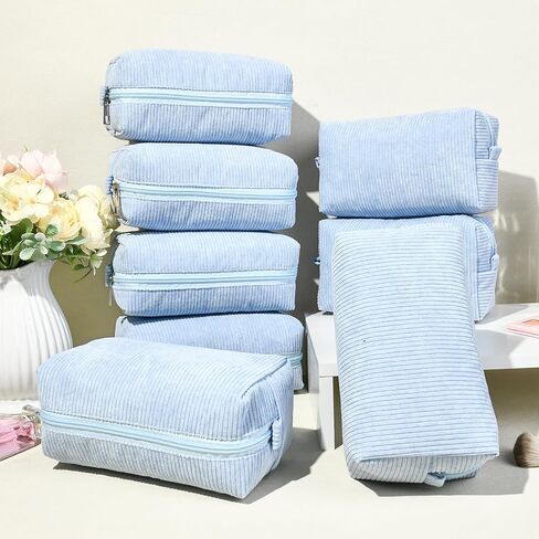8PCS Bridesmaid Proposal Gifts Corduroy Makeup Bag Bulk for Wedding Party Favors Bachelorette Party Decorations Toiletry Organizer Bag Cosmetic Case Gift in Kuwait