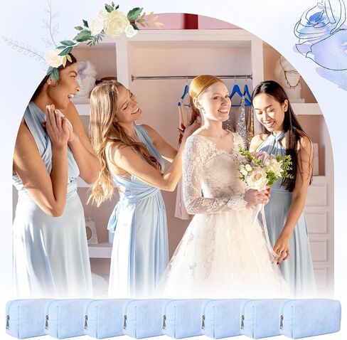 8PCS Bridesmaid Proposal Gifts Corduroy Makeup Bag Bulk for Wedding Party Favors Bachelorette Party Decorations Toiletry Organizer Bag Cosmetic Case Gift in Kuwait