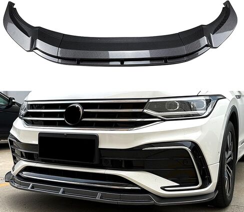 لخط Tiguan R 2021-2023 الألياف الكربونية السوداء اللامعة تبدو أدوات الشفاه الأمامية الموفقات الأمامية in Kuwait