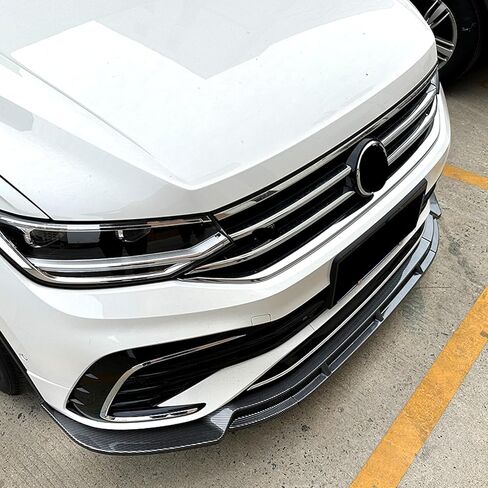 لخط Tiguan R 2021-2023 الألياف الكربونية السوداء اللامعة تبدو أدوات الشفاه الأمامية الموفقات الأمامية in Kuwait