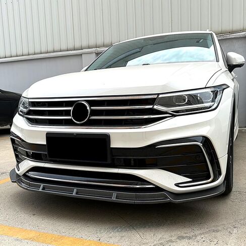 لخط Tiguan R 2021-2023 الألياف الكربونية السوداء اللامعة تبدو أدوات الشفاه الأمامية الموفقات الأمامية in Kuwait