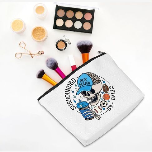 Boy Mother Mom Gifts Funny Makeup Bag Baseball Soccer Football Basketball Sports Gifts Skeleton Cosmetic Bag Sports Mama Zipper Pouch Gifts for Mom Women Sports Coach Birthday Gifts in Kuwait