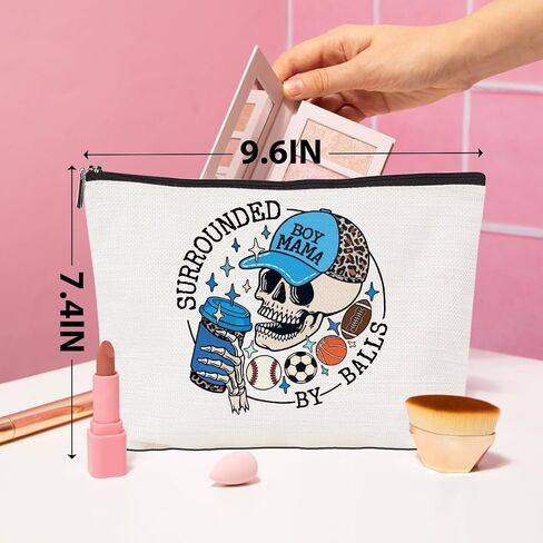 Boy Mother Mom Gifts Funny Makeup Bag Baseball Soccer Football Basketball Sports Gifts Skeleton Cosmetic Bag Sports Mama Zipper Pouch Gifts for Mom Women Sports Coach Birthday Gifts in Kuwait