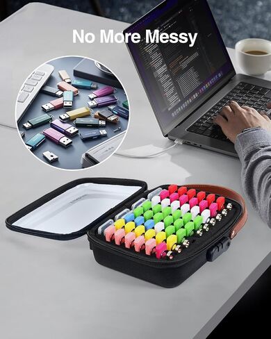 Luxtude Clear Flash Drive Case with Labels, Hard USB Case Organizer, USB Storage Box Holds 58 Drives & 8 SD Cards, Thumb Storage Holder, Flash Drives Holder for Samsung & Sandisk & Memory Stick in Kuwait