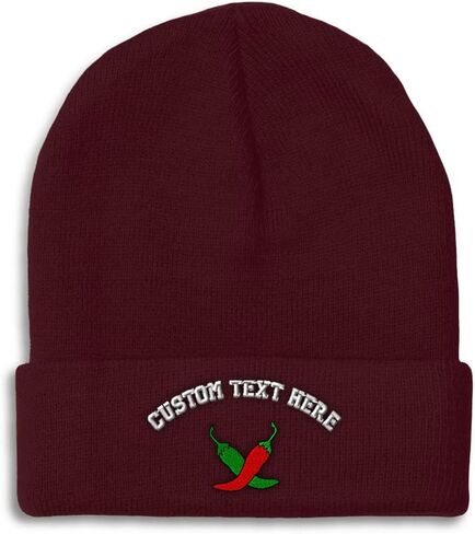 Custom Beanies for Men Chili Peppers Embroidery Vegetables Winter Hats for Women Acrylic Skull Cap 1 Size in Saudi Arabia