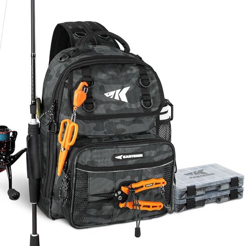 KastKing BaitSpace Fishing Sling Bag, Fishing Backpack with Rod Holder | Water-Resistant Tackle Storage with Soft Bait Binder, Adjustable Tackle Bag for Bank, Wading & Boat Fishing in Kuwait