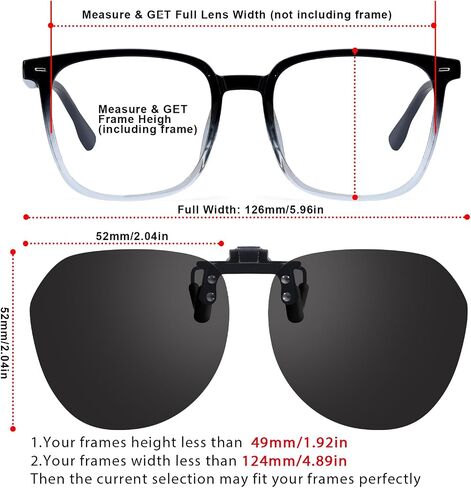 Trysee Clip on Sunglasses Over Prescription Glasses Polarized Flip Up Anti Glare Sunglasses UV400 Protection TS-CO-801 in Saudi Arabia