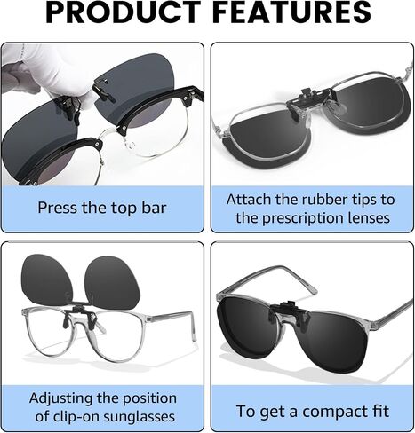 Trysee Clip on Sunglasses Over Prescription Glasses Polarized Flip Up Anti Glare Sunglasses UV400 Protection TS-CO-801 in Saudi Arabia