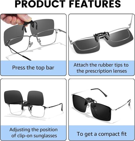 Trysee Clip on Sunglasses Over Prescription Glasses Polarized Flip Up Anti Glare Sunglasses UV400 Protection TS-CO-801 in Saudi Arabia