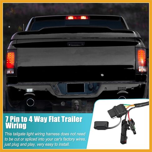 7 Pin to 4 Way Trailer Harness for Installing Tailgate Light Bar Adapter,Tailgate Blade Lights Quick Connector Harness Reverse & 12V Wire Include,for Jeep Wrangler JK Replacement in Saudi Arabia