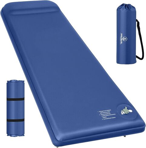وسادة نوم للذاكرة ، 3.1 "حصيرة نوم سميكة للتخييم ، سهلة التضخيم والانحراف ، 9.5 R-Value Thermsed Camping Pant مع وسادة ، لخيمة السفر بالسيارة in Saudi Arabia