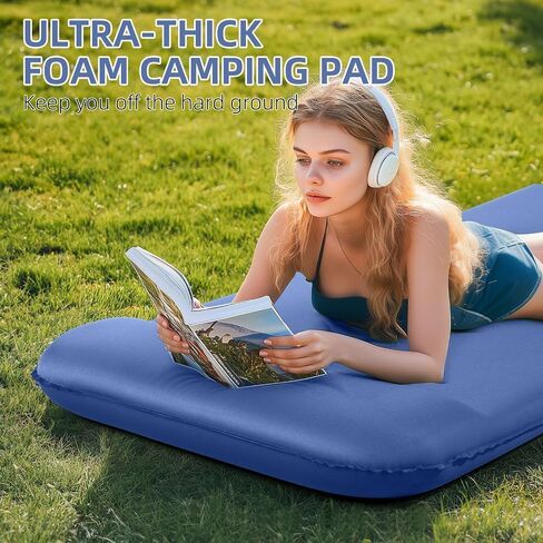 وسادة نوم للذاكرة ، 3.1 "حصيرة نوم سميكة للتخييم ، سهلة التضخيم والانحراف ، 9.5 R-Value Thermsed Camping Pant مع وسادة ، لخيمة السفر بالسيارة in Saudi Arabia