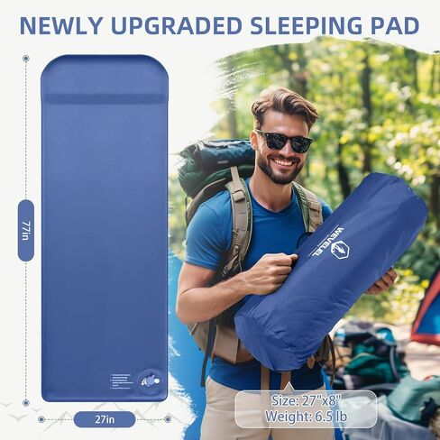 وسادة نوم للذاكرة ، 3.1 "حصيرة نوم سميكة للتخييم ، سهلة التضخيم والانحراف ، 9.5 R-Value Thermsed Camping Pant مع وسادة ، لخيمة السفر بالسيارة in Saudi Arabia