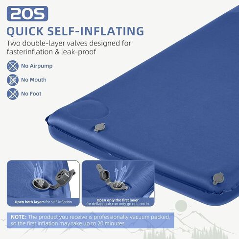 وسادة نوم للذاكرة ، 3.1 "حصيرة نوم سميكة للتخييم ، سهلة التضخيم والانحراف ، 9.5 R-Value Thermsed Camping Pant مع وسادة ، لخيمة السفر بالسيارة in Saudi Arabia