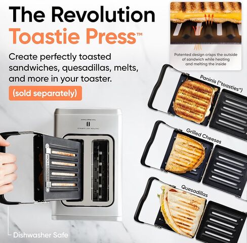 Revolution (Bundle) R180 Connect Touchscreen Smart Toaster + Toastie Press – Choose from 6 Bread Types, 7 Browning Levels, & Toastie Press Mode (Stainless Steel, 2-Slice) in Kuwait