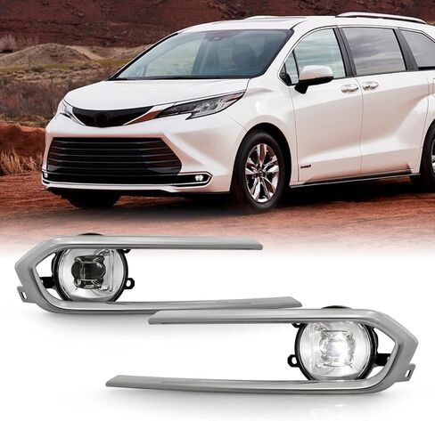 AKKON - Fits 2021-2024 Toyota Sienna LE|XLE|Limited|Platinum LED Chrome Fog Lights Pair w/Wiring Harness Power Switch in Saudi Arabia