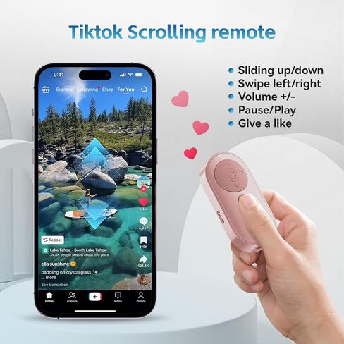 Bluetooth Camera Remote Shutter with Zoom and Switch for Photo and Vlogging,Wireless Video Scrolling for iOS & Android Smartphone, Page Turner for E-Book Cellphone Clicker for Tiktok in Kuwait