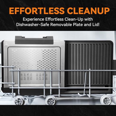 Baker’s Friend Indoor Griddle & Grill, Electric Griddle with 2 in 1 Indoor Grill and Griddle Plate Indoor Grill with Removable Plate, Silicone Mold, Dishwasher Safe, Recipes Include, Graphite in Kuwait