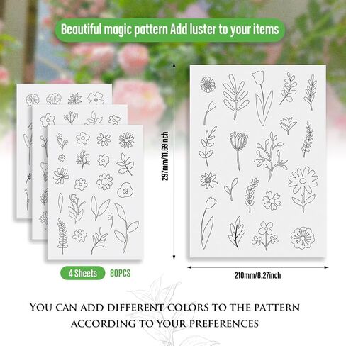Elecrelive 70pcs زهرة الفراشة يدوية مثبتات غسل بعيدا المياه مثبت القابلة للذوبان عصا حل Sew Sewsting التطريز لنقل الجينز الجينز يدوي in Kuwait