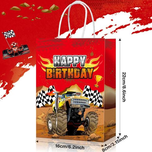 Monsters Truck Party Favor Bags Racing Trucks Paper Gift Goody Treat Candy Bags for Themed Birthday Party Supplies(16 Pcs,Simple) in Saudi Arabia